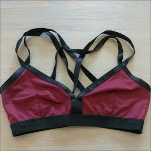 Red and black strappy bralette crop top